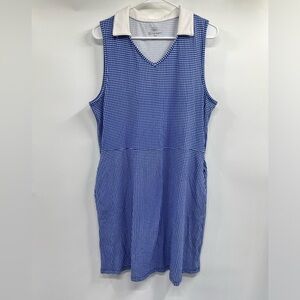 Talbots UPS 50 Blue White Gingham V Neck Polo Tennis Dress Size XLP